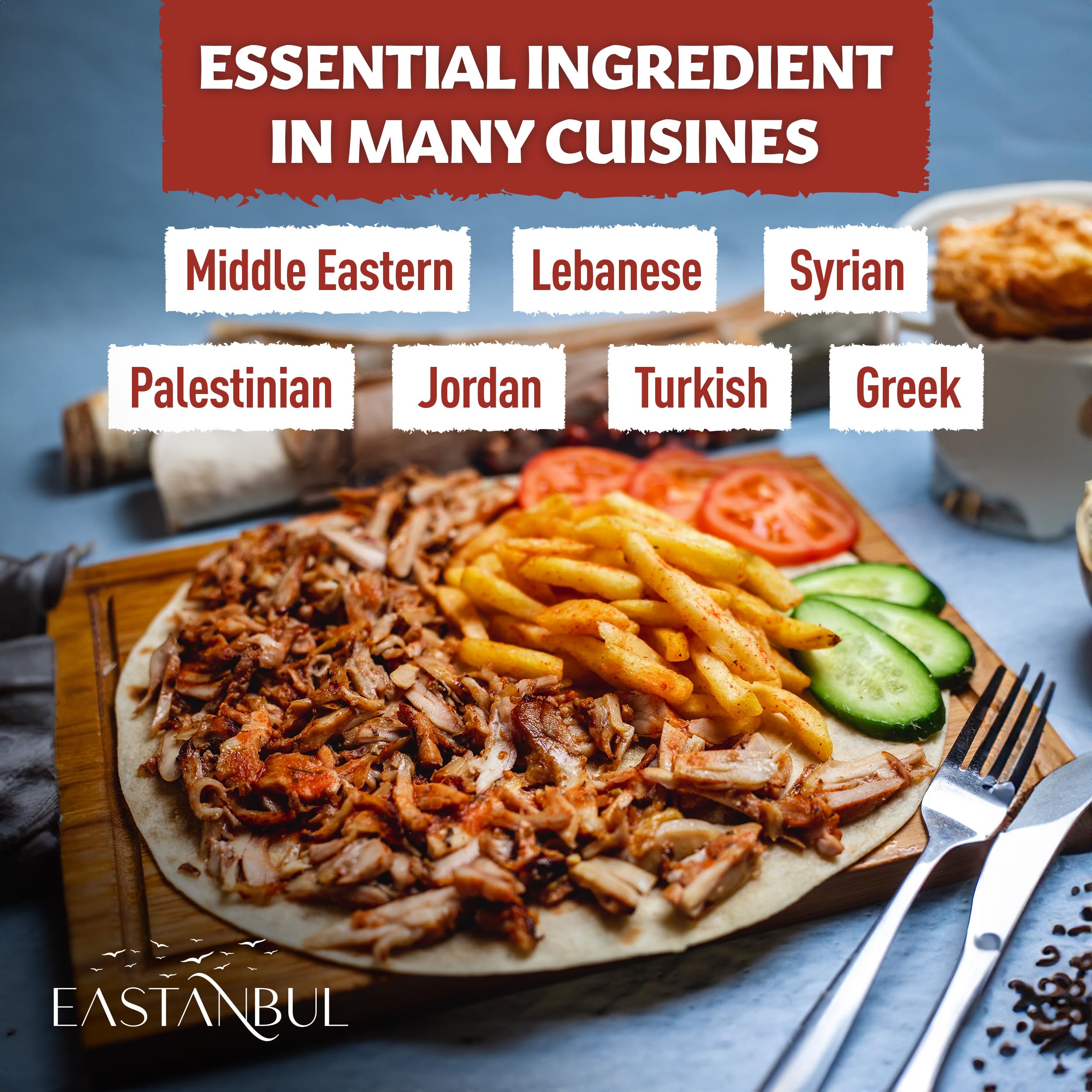 Eastanbul shawarma seasoning jar with a shaker top for quick use.