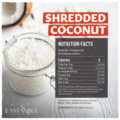 Eastanbul shredded coconut bowl with fine natural flakes ideal for smoothies and cereals