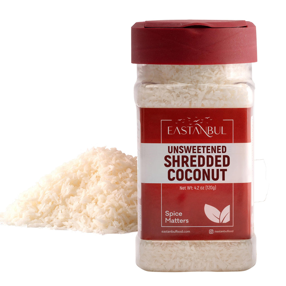 Eastanbul shredded coconut unsweetened in a 4.2oz pack for versatile cooking.