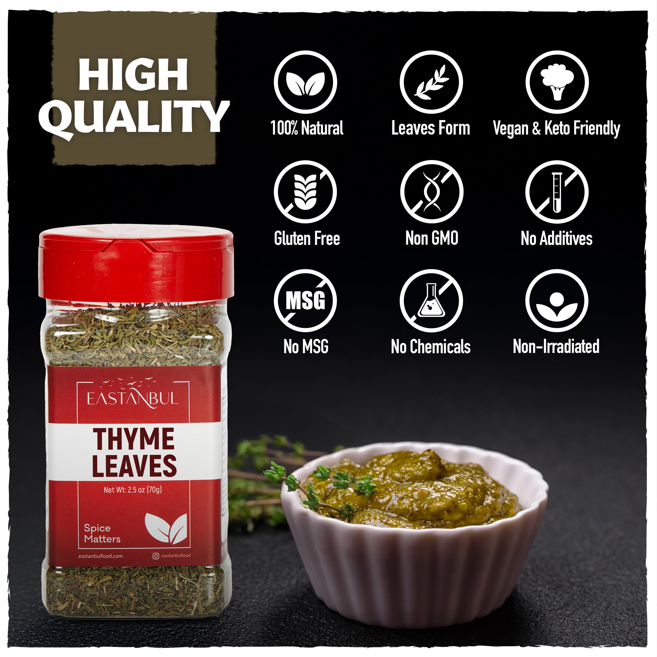 Eastanbul herb-infused oil with thyme yields aromatic drizzle.