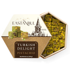 Eastanbul Turkish Delight Pistachio in a box, vegan and gift-ready.