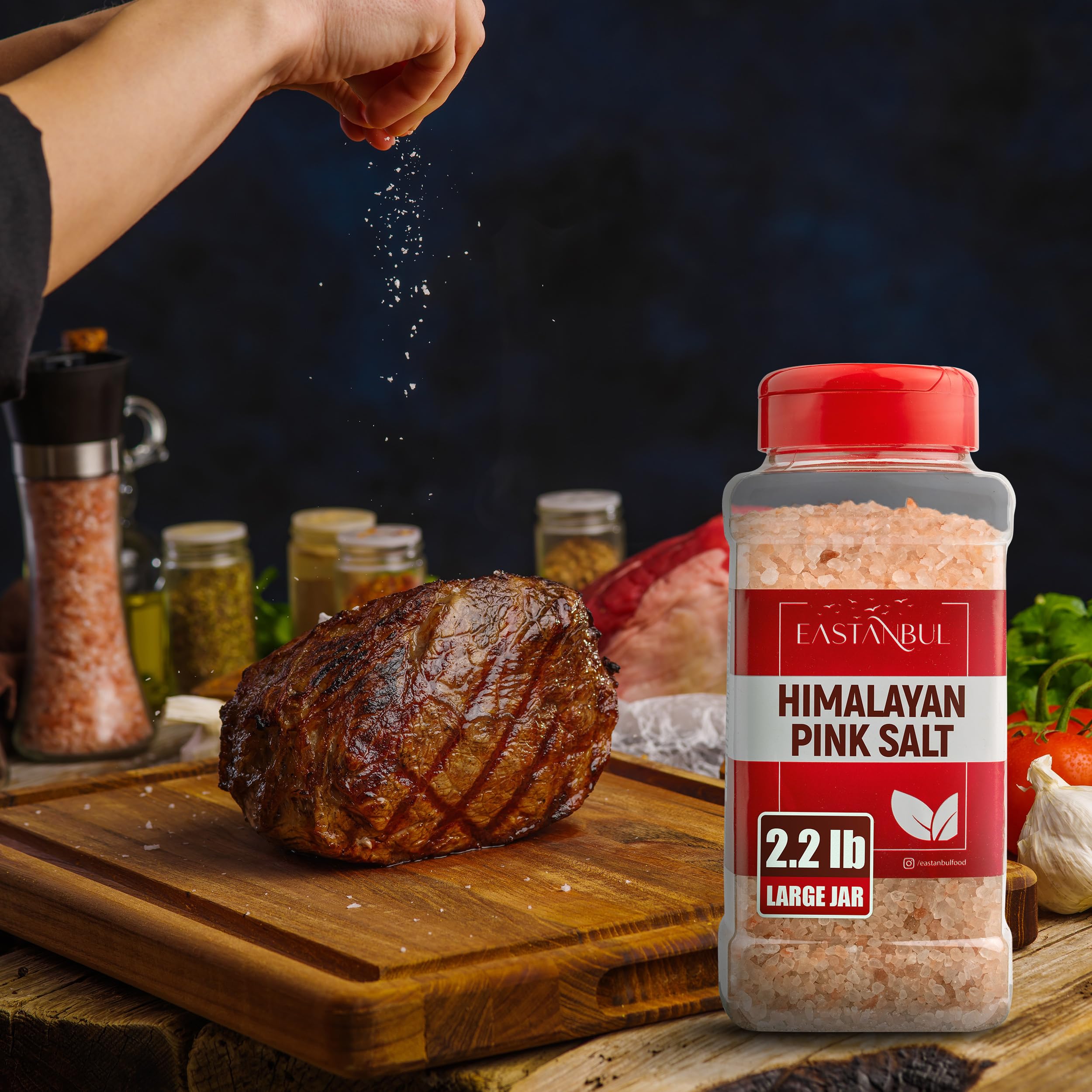 Eastanbul Himalayan pink salt highlighting vegan, pure, unrefined qualities.