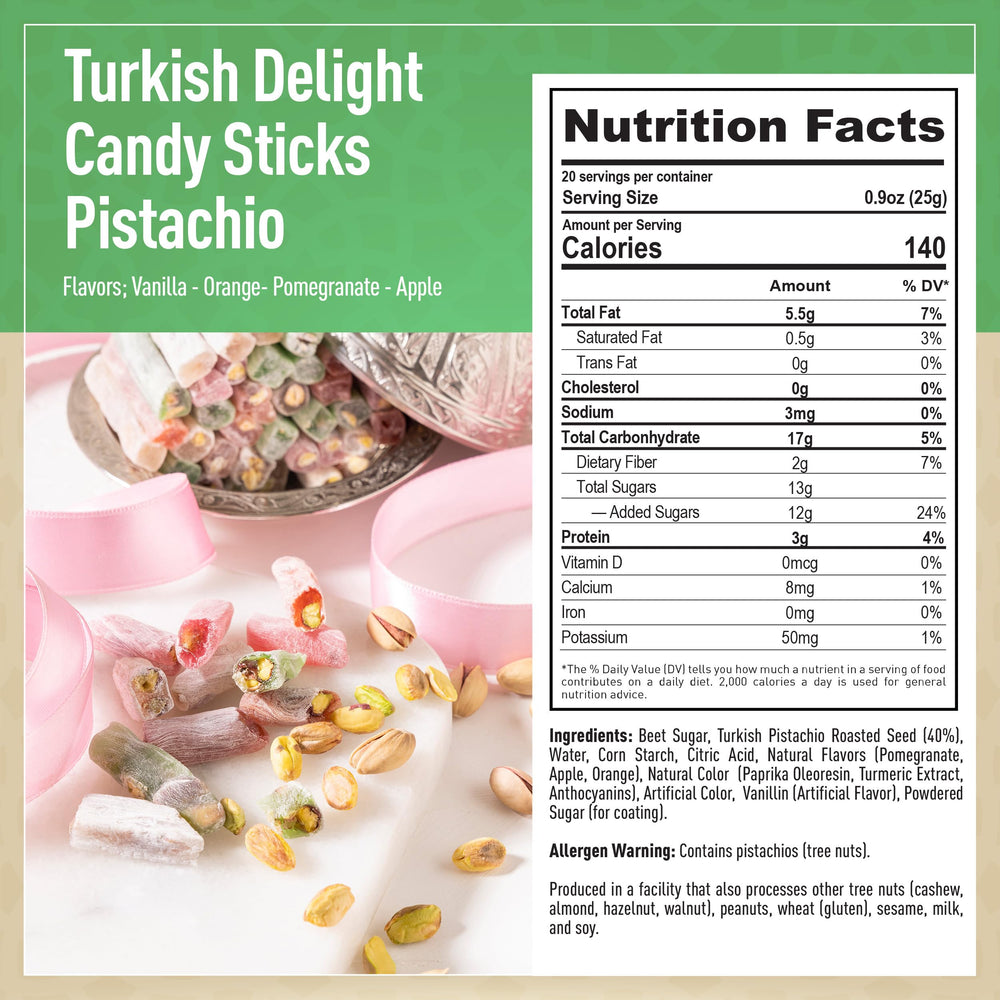 Eastanbul Wick Lokum pistachio orange — fruity flavor, lite texture for on-the-go nibbling.