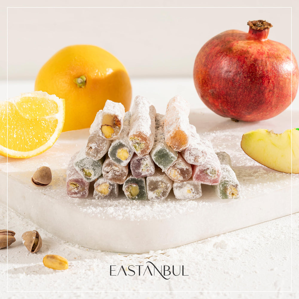 Eastanbul Wick Lokum pistachio pomegranate — rich contrast and premium pistachios in each bite.