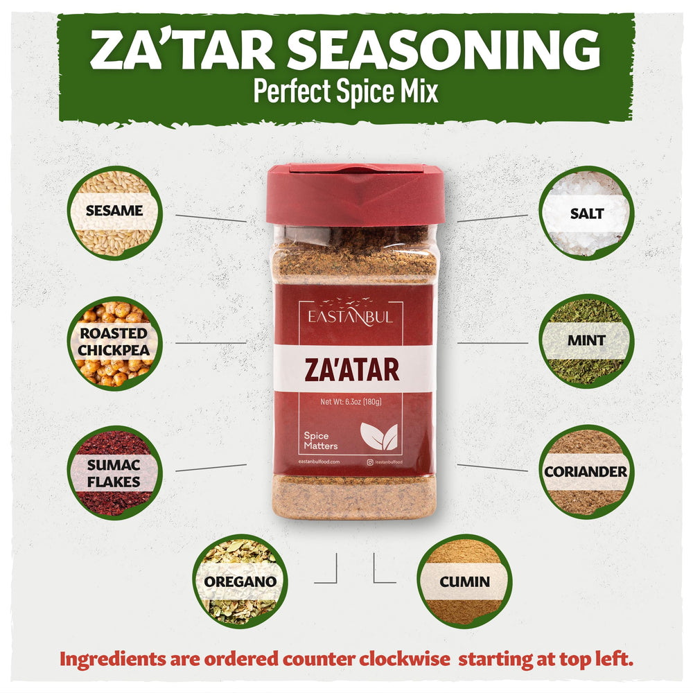 Eastanbul zaatar on hummus and salads adds Mediterranean depth.