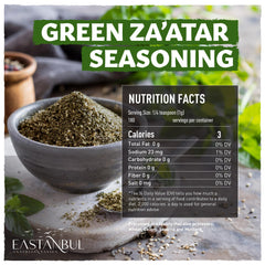 Eastanbul Zaatar Seasoning sprinkled bread close-up for vibrant Mediterranean aroma.