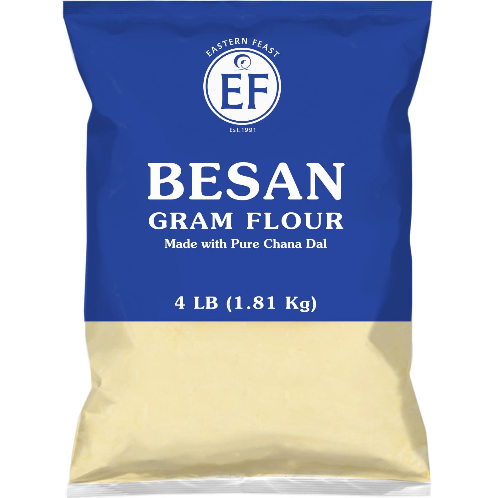 Eastern Feast Besan fine gram flour bag, gluten-free and high-protein cooking staple