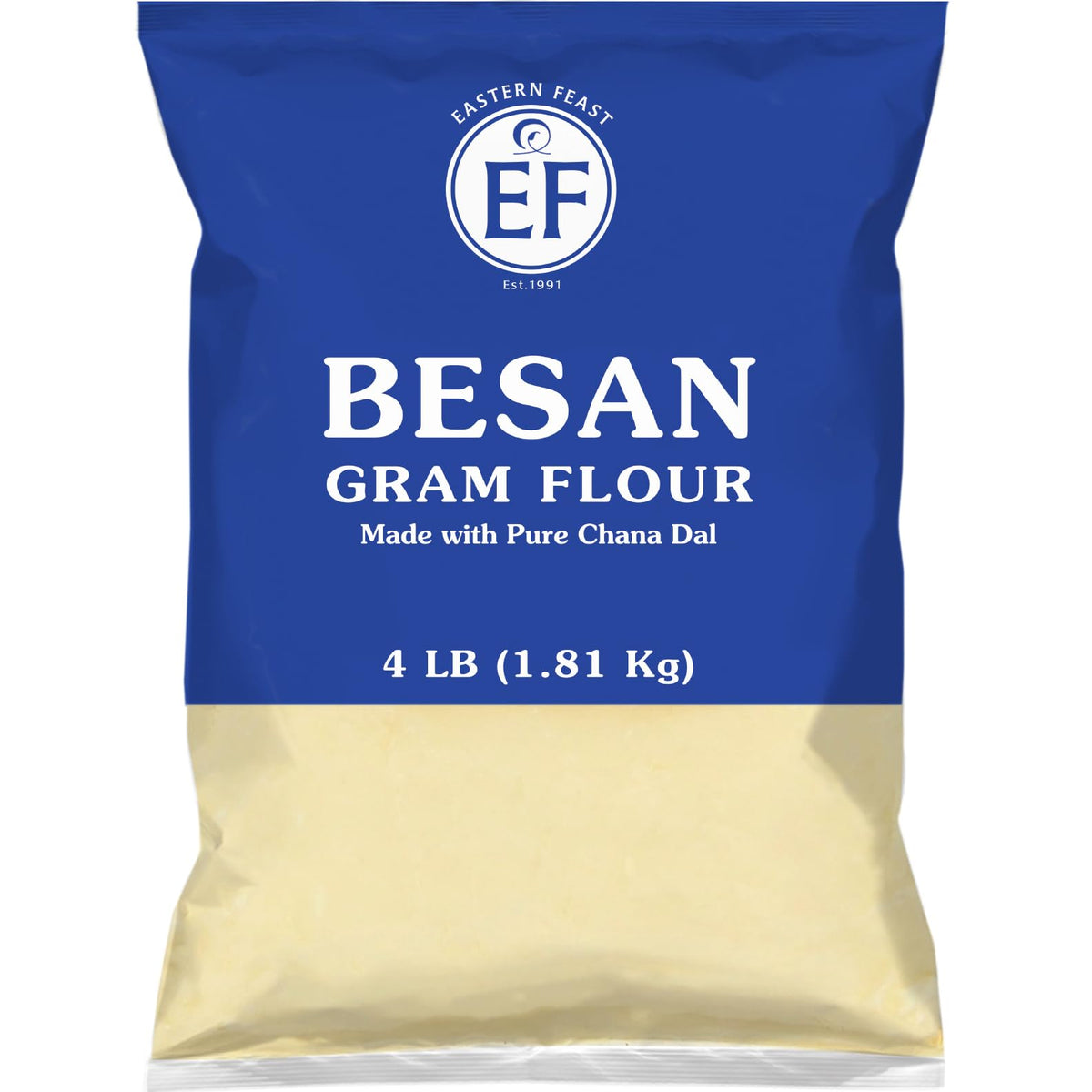 Eastern Feast Besan fine gram flour bag, gluten-free and high-protein cooking staple
