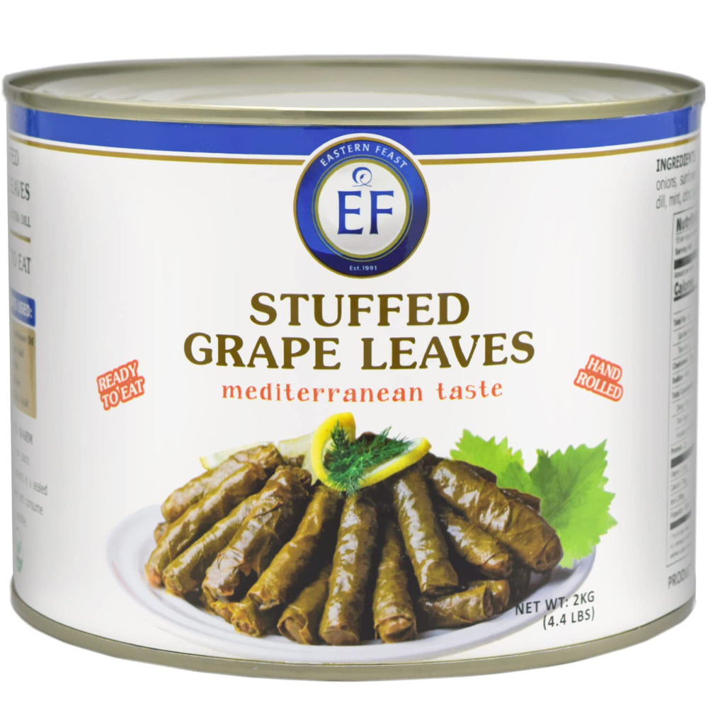 Eastern Feast stuffed grape leaves pack with 75 pieces, convenient ready to serve.