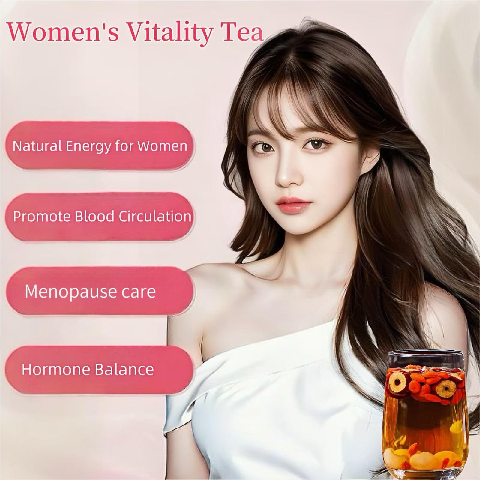 Display of Eastrue Ginger Goji Tea dry ingredients and quality sourcing.