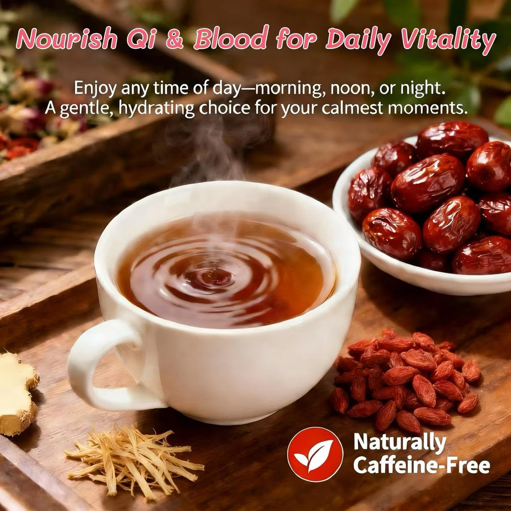 Teabags in hand with Eastrue Ginger Goji Tea for a convenient daily ritual.