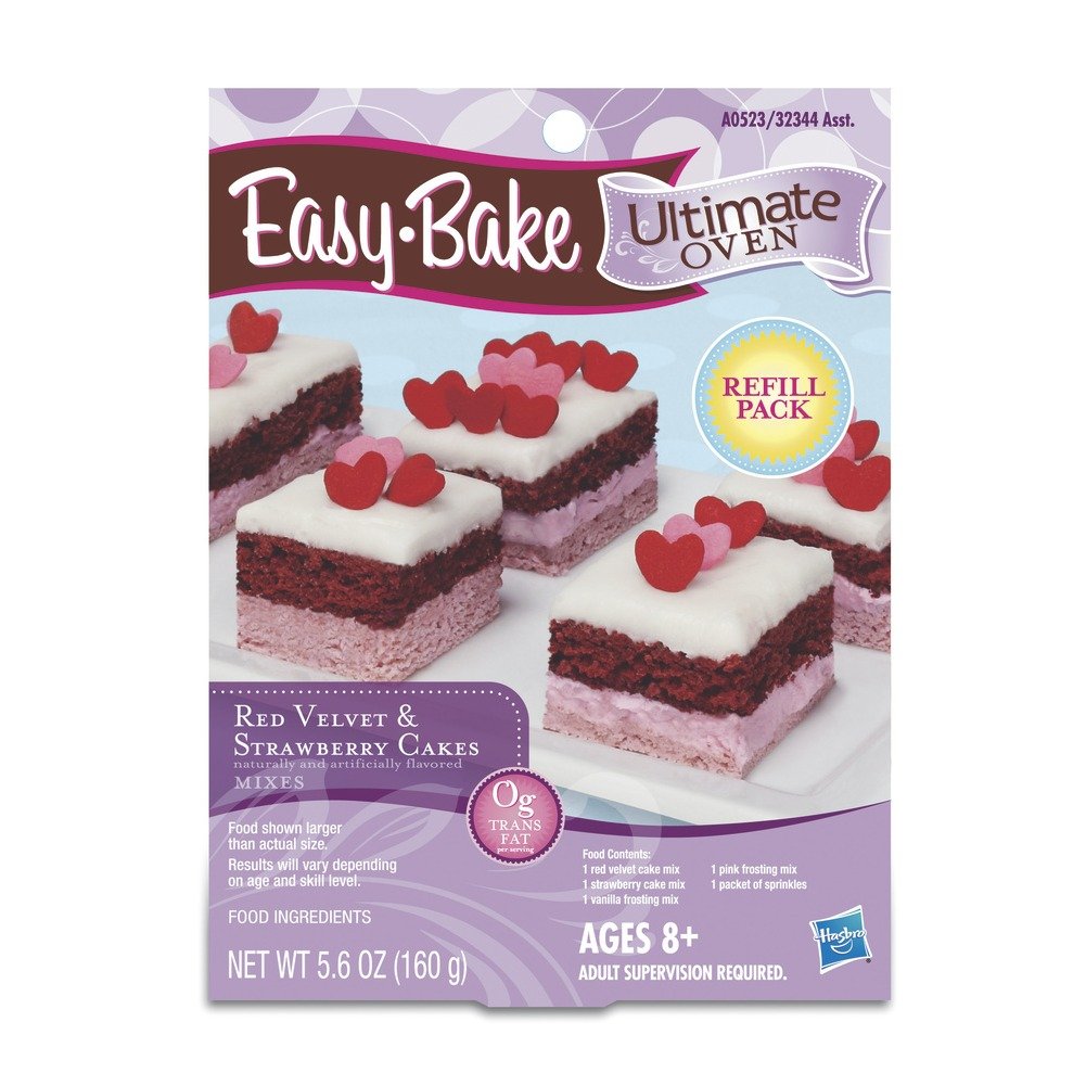 Easy-Bake Red Velvet and Strawberry Cakes refill pack enables kid-friendly baking with quick, tasty desserts.