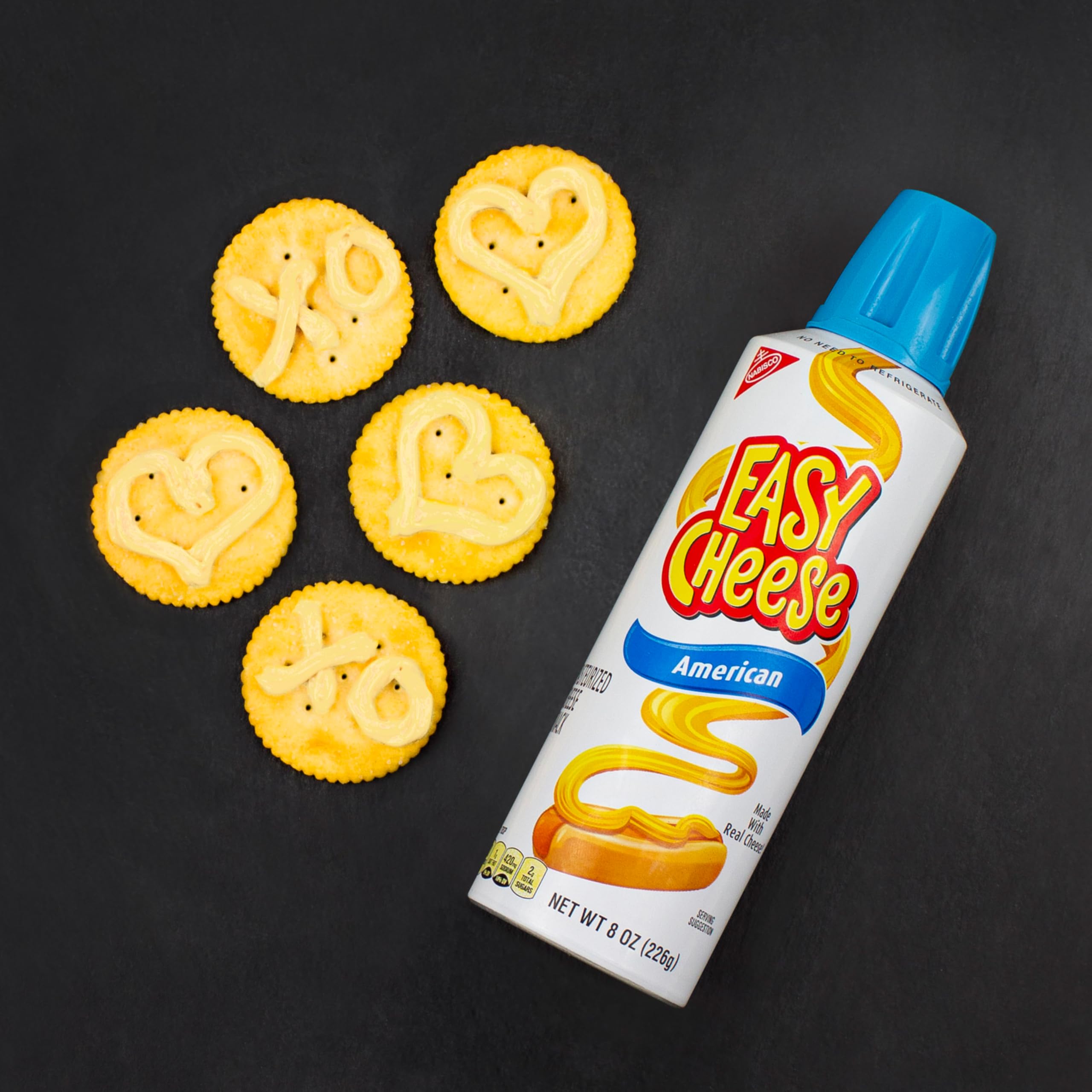 EASY CHEESE topping enhances crackers and cheese boards