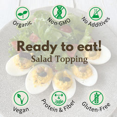 Eat More Beans nutrition panel shows 7g protein per serving, a plant-based option.