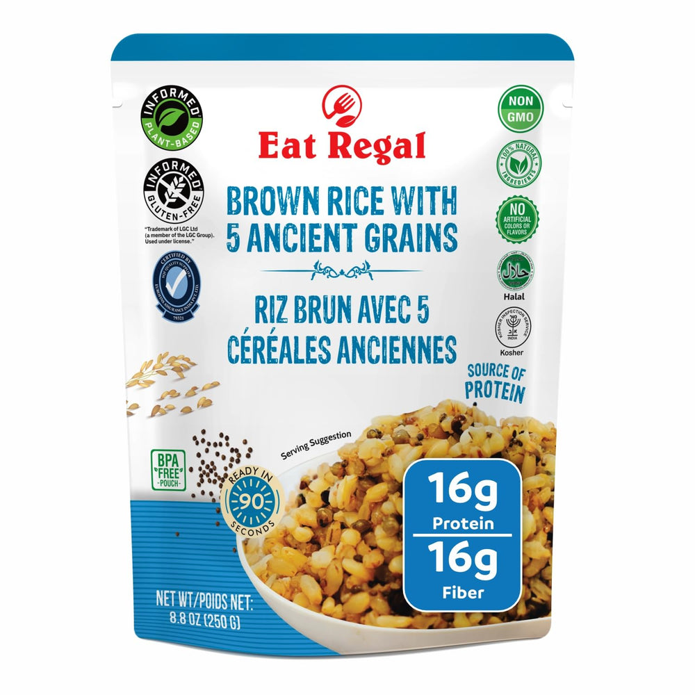 Eat Regal brown rice with ancient grains pack — nutrient-dense base for balanced meals.