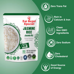 Zero sodium and zero cholesterol per serving with Eat Regal jasmine rice.