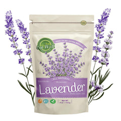 Eat Well Premium Foods dried lavender flowers in a bottle for culinary use and aroma.