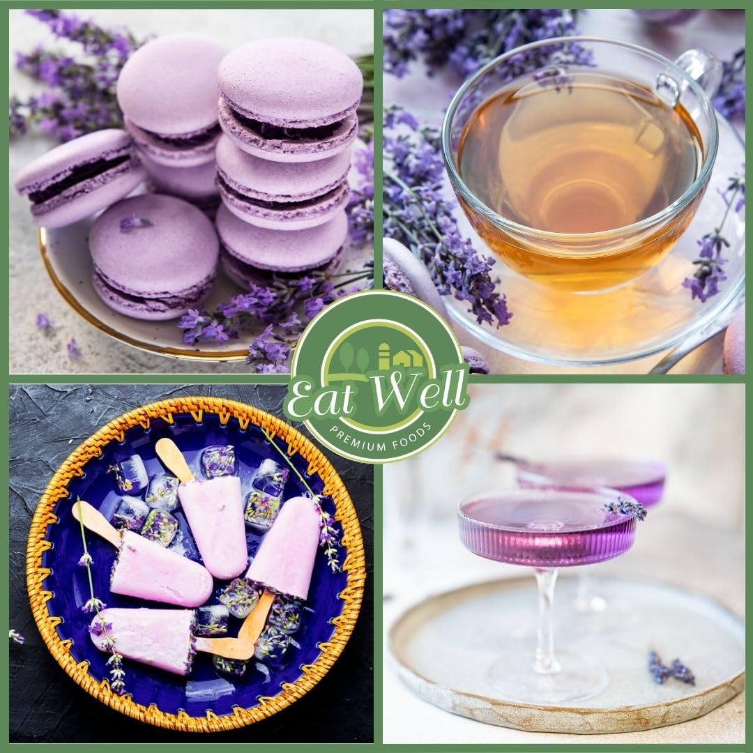 Tea-steeping scene with Eat Well dried lavender flowers for fragrant infusion.