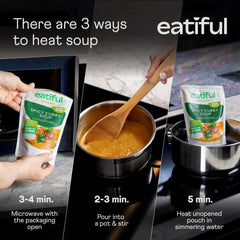 EATIFUL Curry Soup cup highlighting green chilies and lemongrass aroma