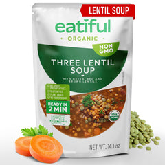 EATIFUL lentil soup bowl with organic vegetables and rich flavor