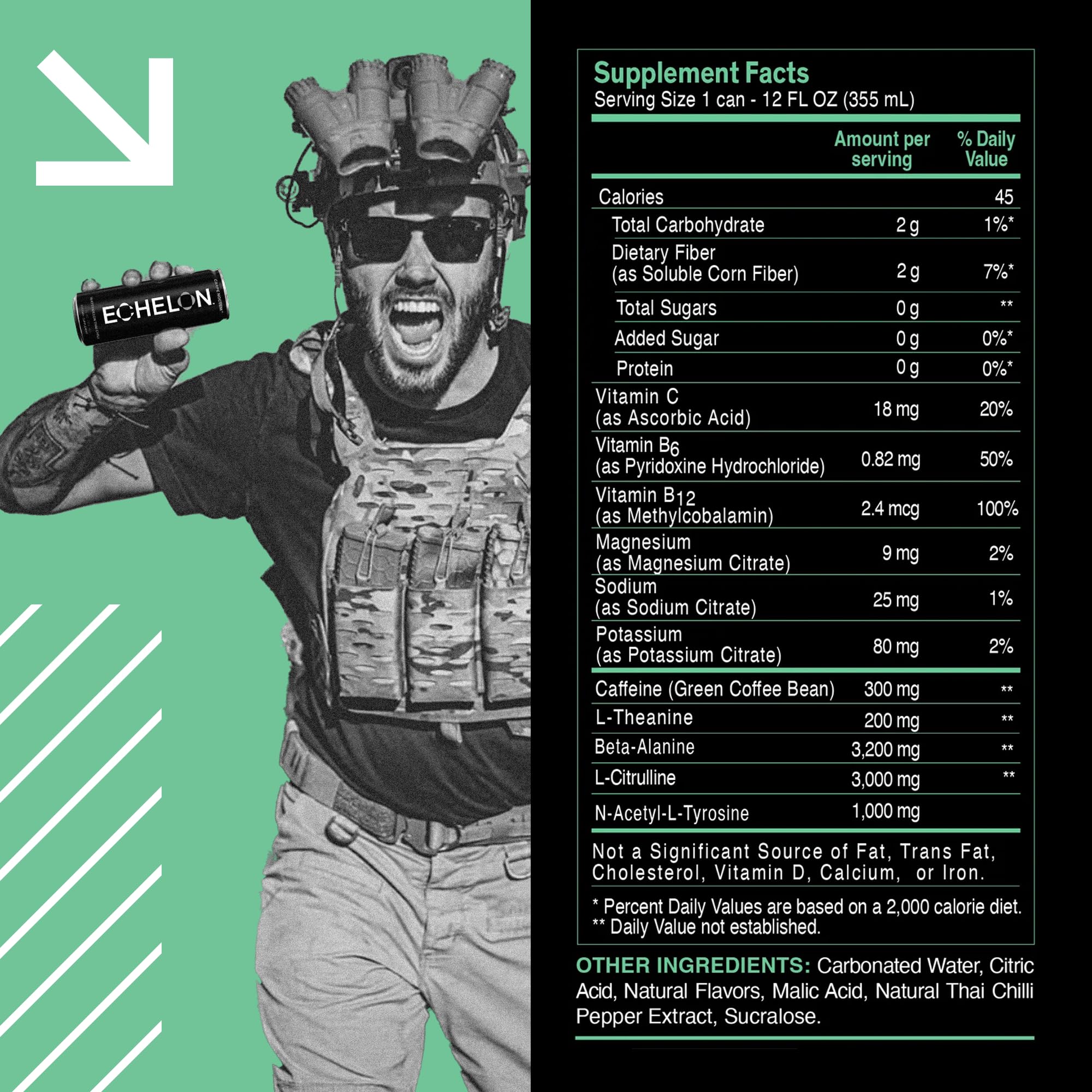 Echelon Watermelon Thai Chili can back view reveals nutrition facts for informed choices.