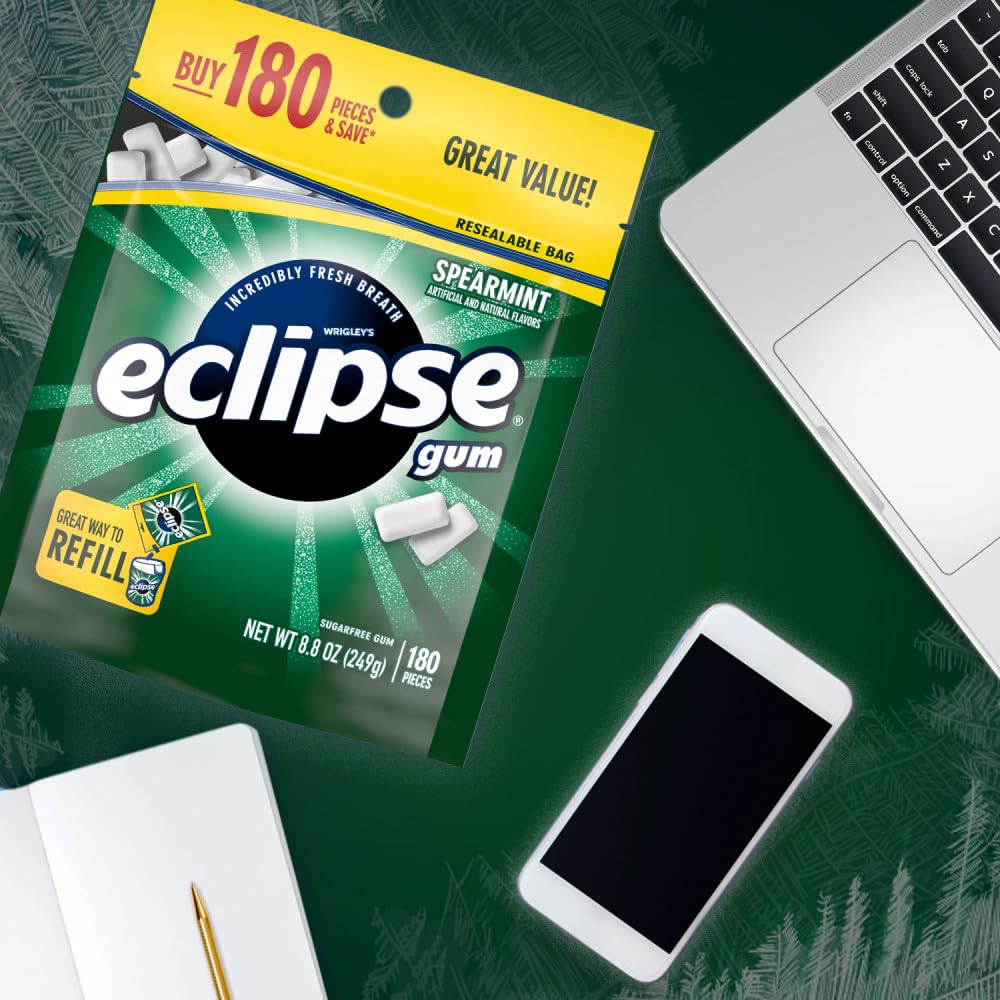 Eclipse spearmint gum long-lasting flavor in a convenient bulk package.