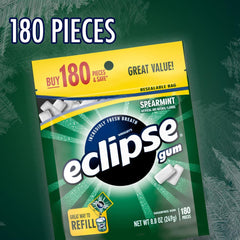 Eclipse spearmint gum resealable bag demonstrates easy freshness and portability.
