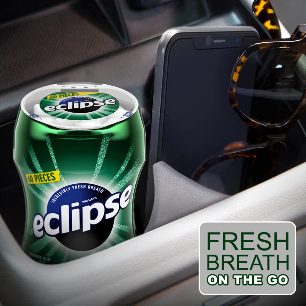 Eclipse gum bottle placed in car or desk for on-the-go freshness
