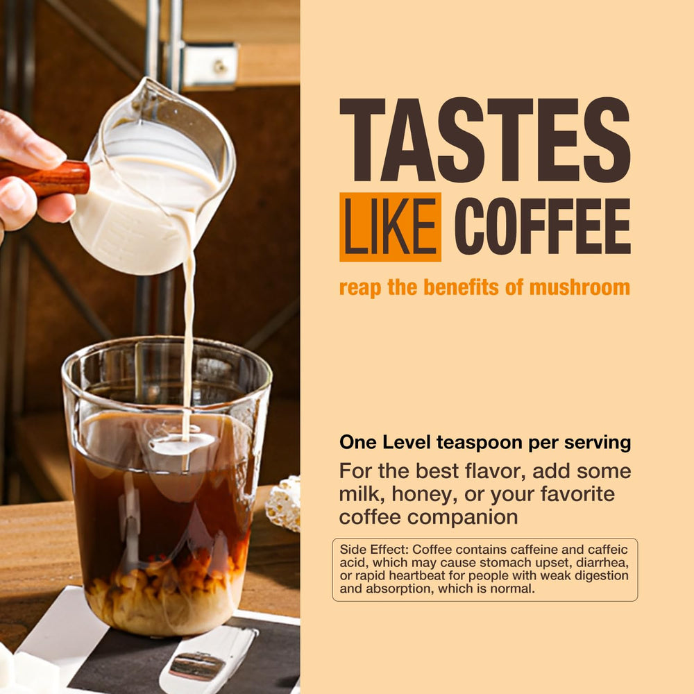 Cup of ECO-TASTE coffee dissolving instantly in hot water