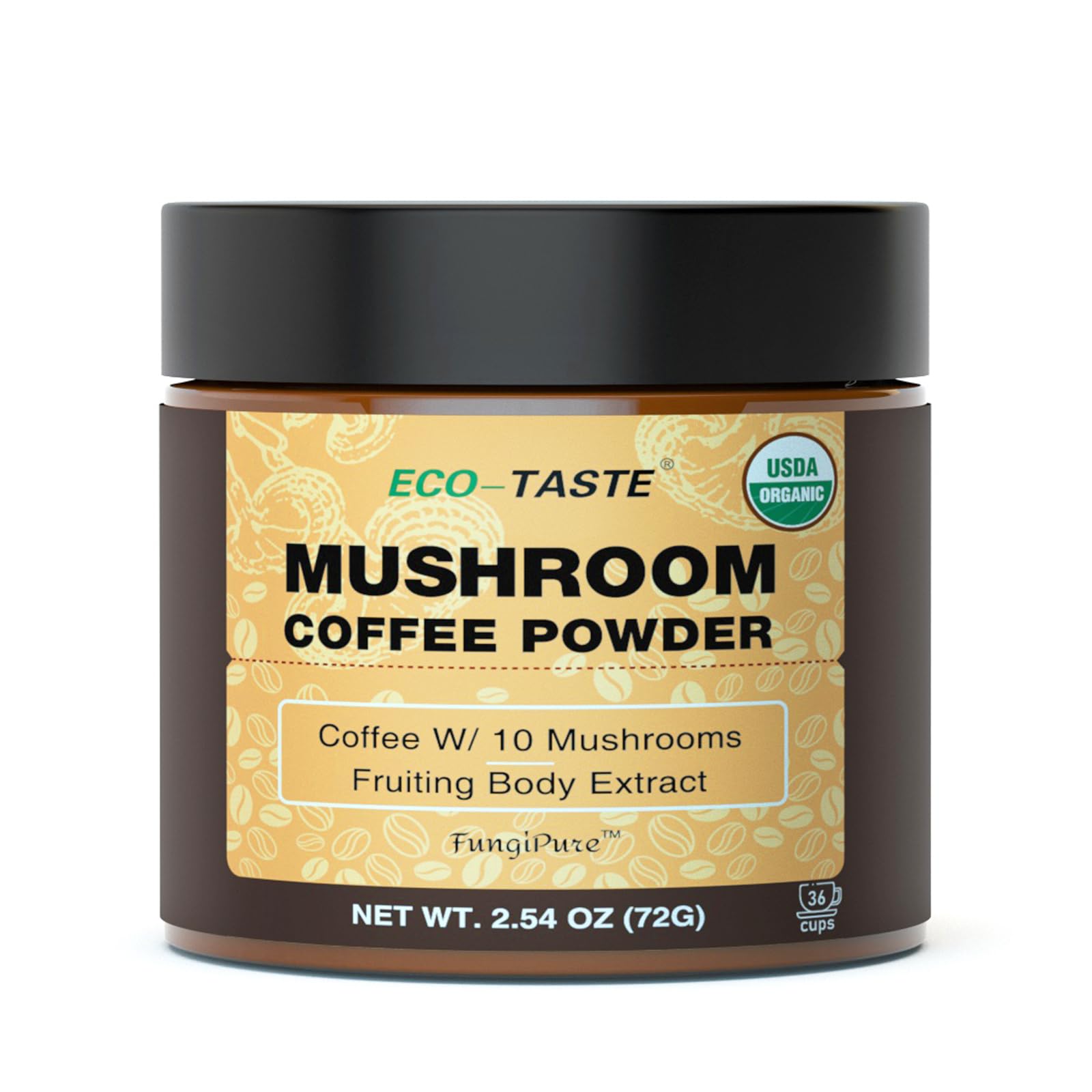 ECO-TASTE packaging featuring Fungipure blend for a smooth morning ritual