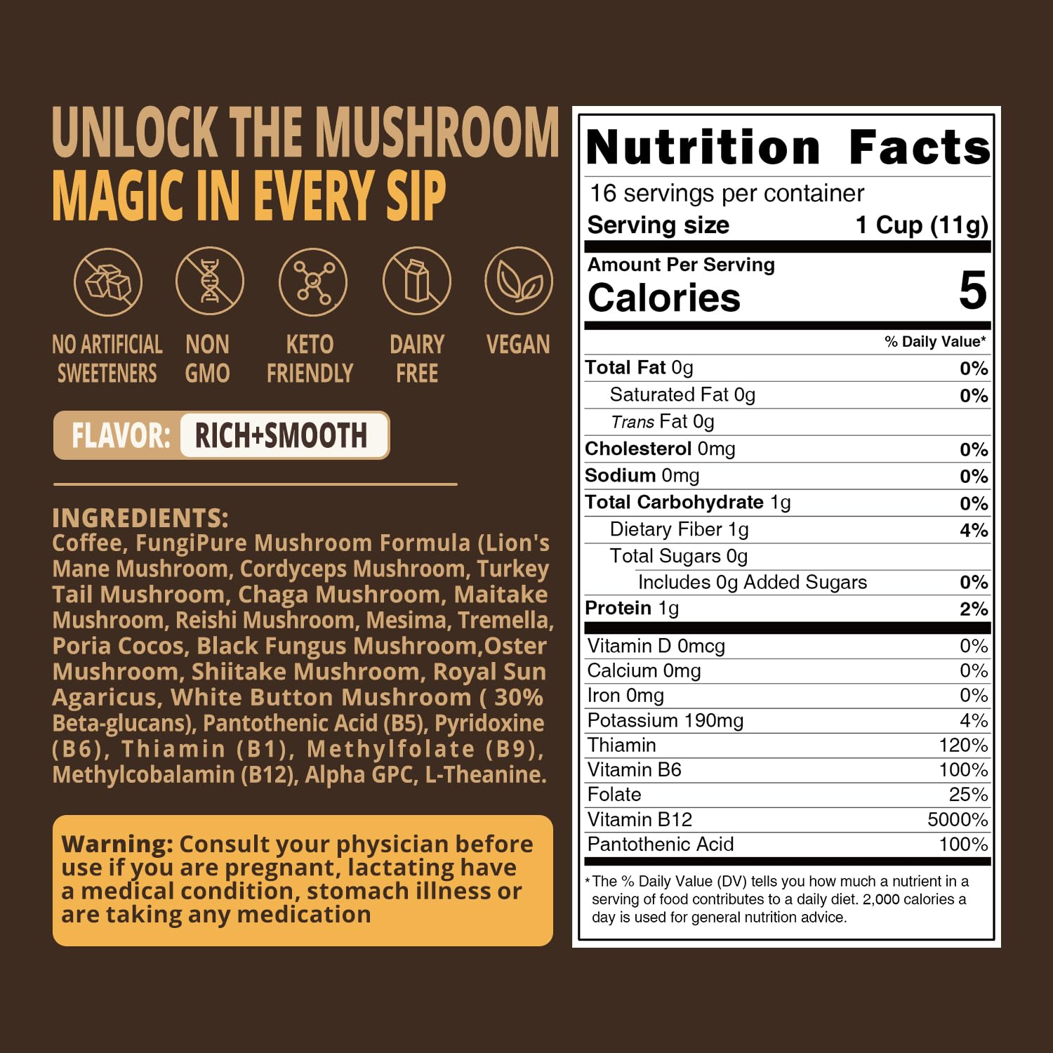 Steaming cup of Eco-Taste mushroom coffee highlights aroma and smooth focus.