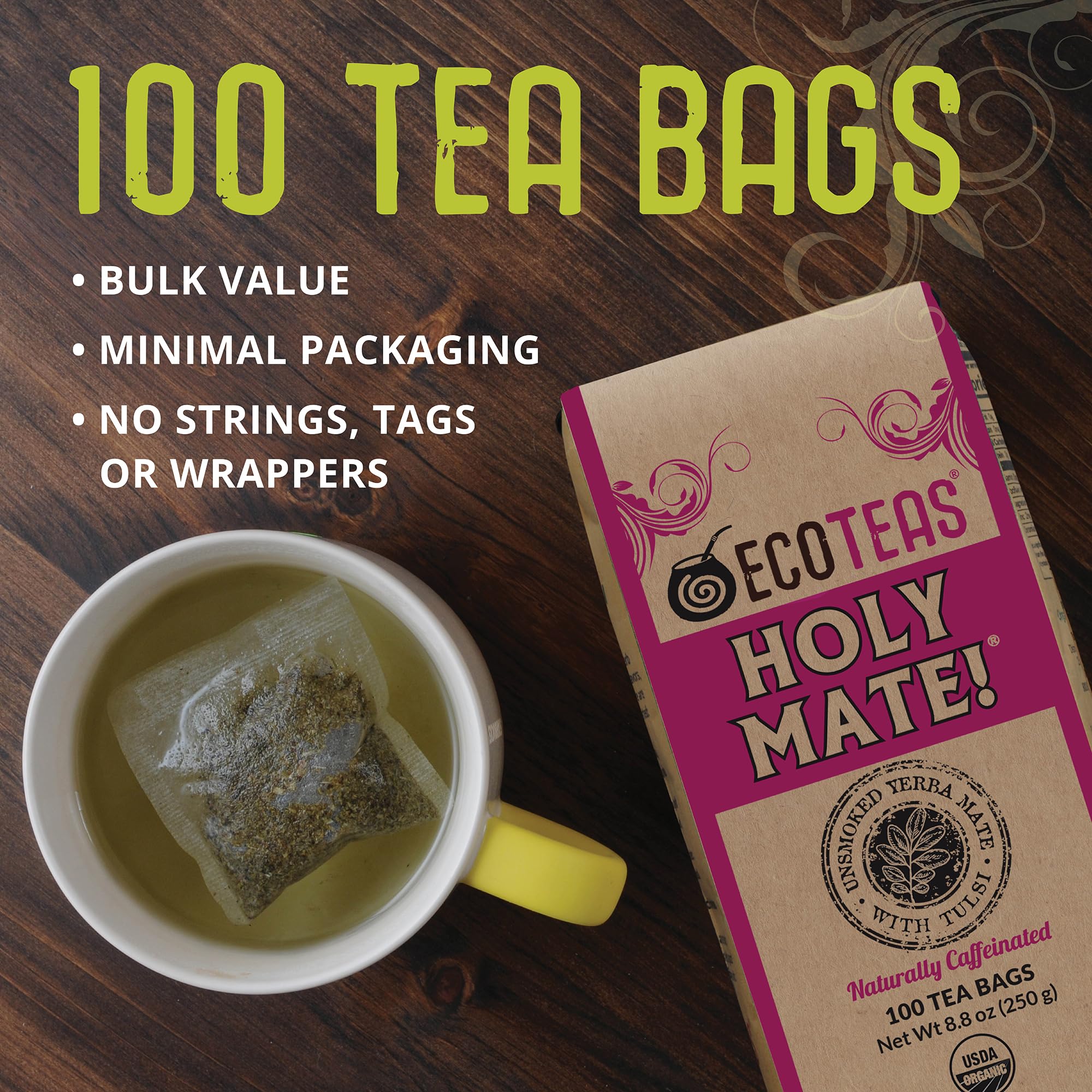 Tulsi and mint blend aroma from ECOTEAS Holy Mate for calm focus.