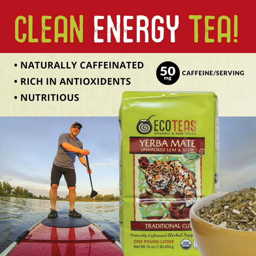 ECOTEAS unsmoked mate brews clean hot or cold with versatile prep.