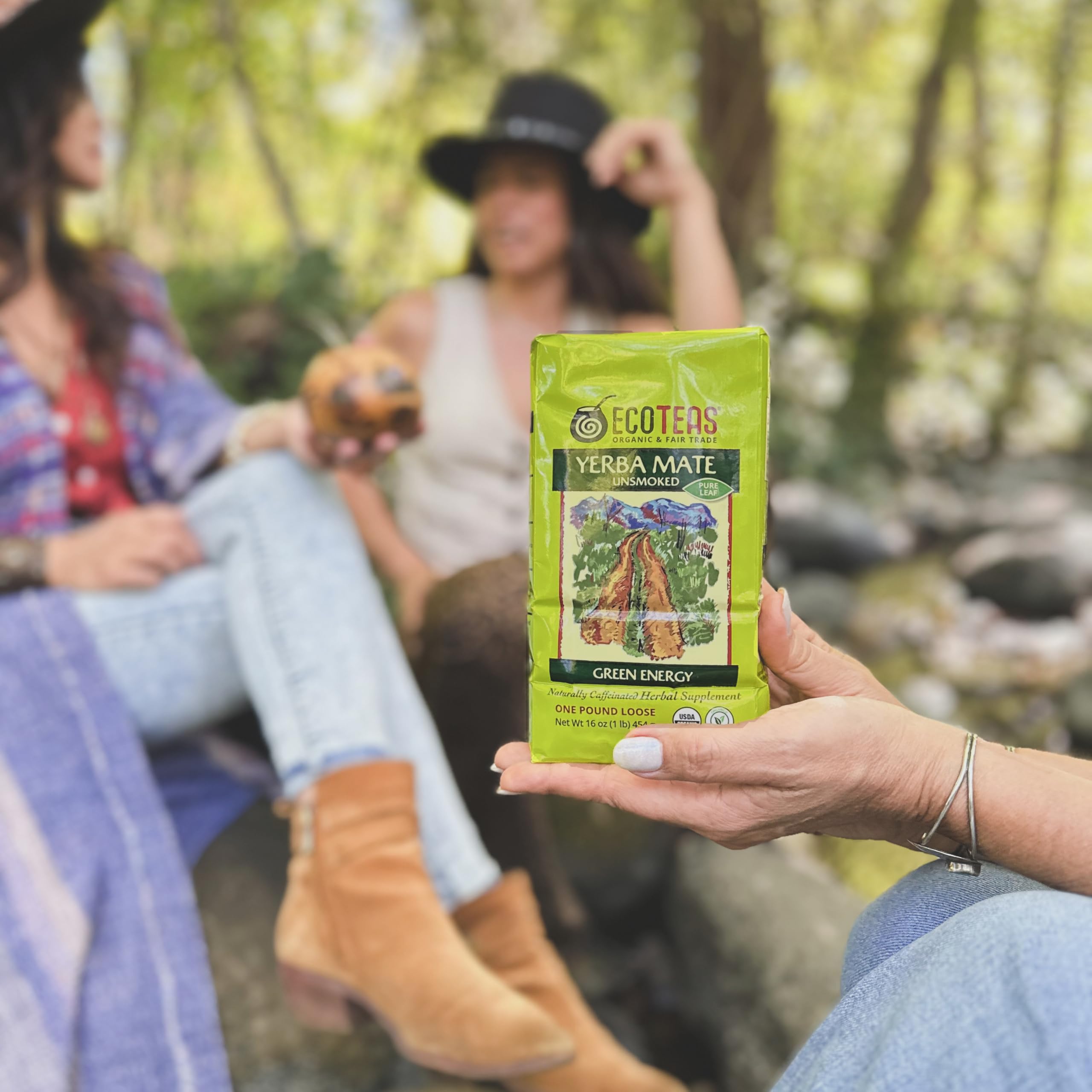 ECOTEAS Yerba Mate cup with tea showing smooth, leaf-forward experience