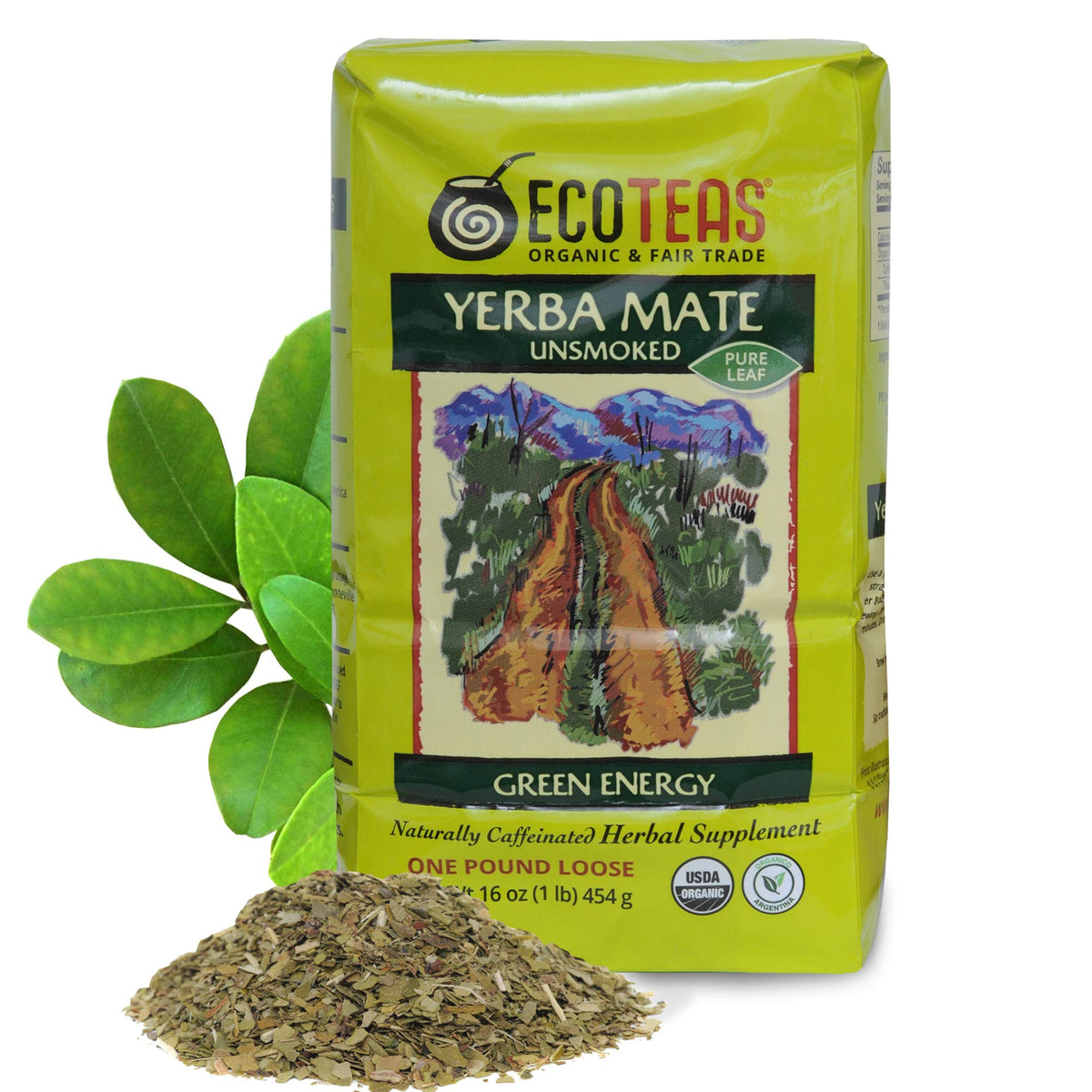 ECOTEAS Yerba Mate loose leaves unsmoked for a smooth energy lift