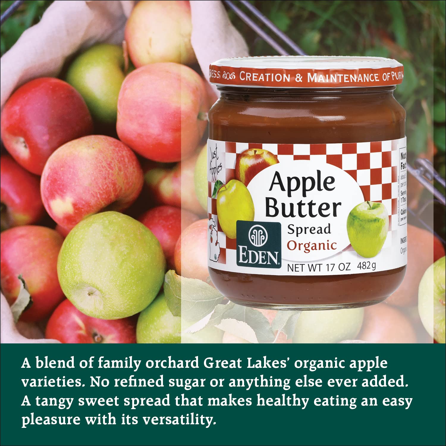 Toast topped with Eden Apple Butter Spread offers a flavorful start.