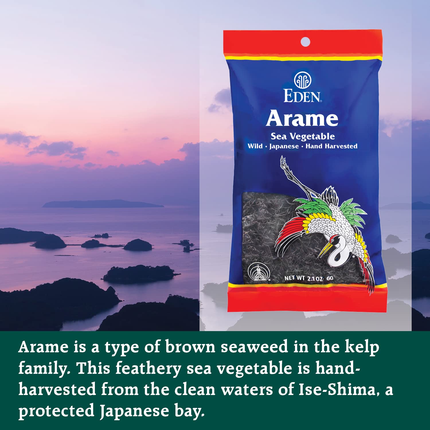 Eden Arame sun-dried sea vegetable with mild, sweet notes