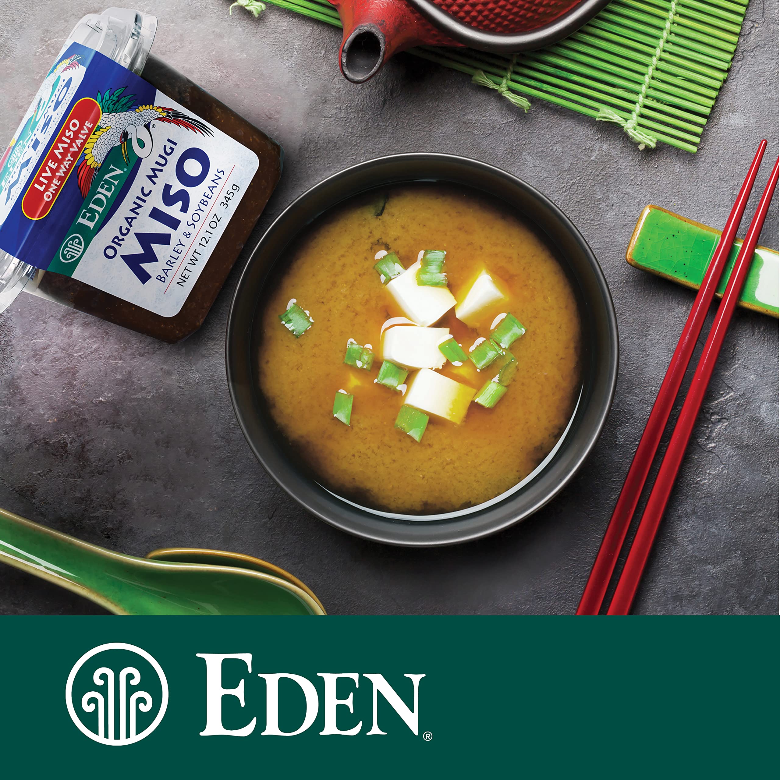 Barley and soybeans highlight the organic base of Eden miso