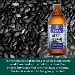 100% black sesame seeds used to make Eden oil.