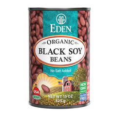Eden Black Soybeans 15oz can back label, nutrition and organic certification