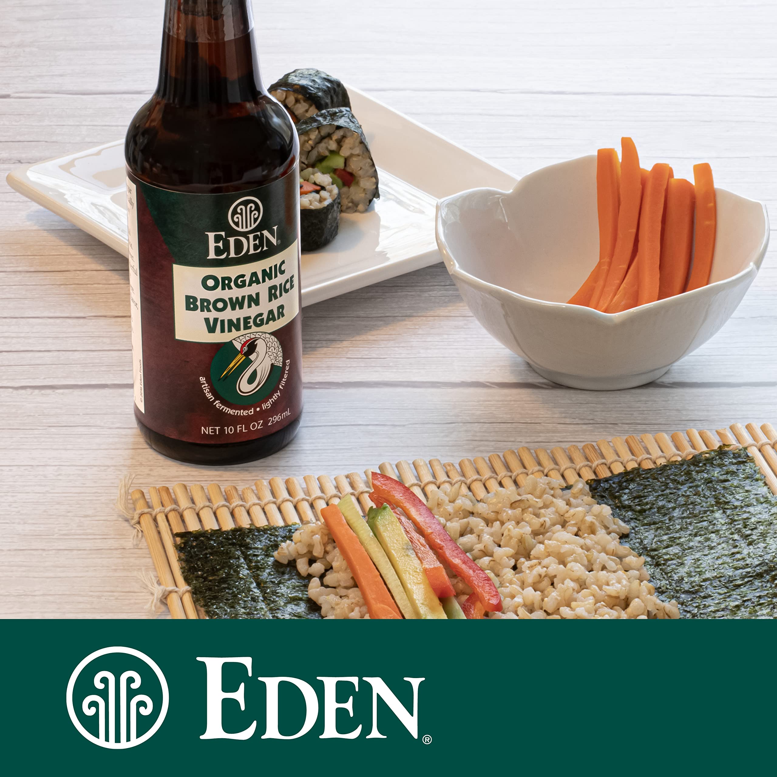 Sushi rice bowl with Eden Organic Brown Rice Vinegar as a flavor enhancer