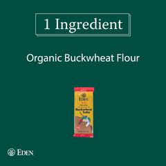 Eden buckwheat soba noodles before cooking, designed for fast meals.