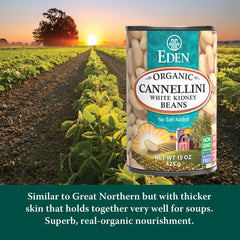 Eden Cannellini beans in a comforting soup with herbs and broth.