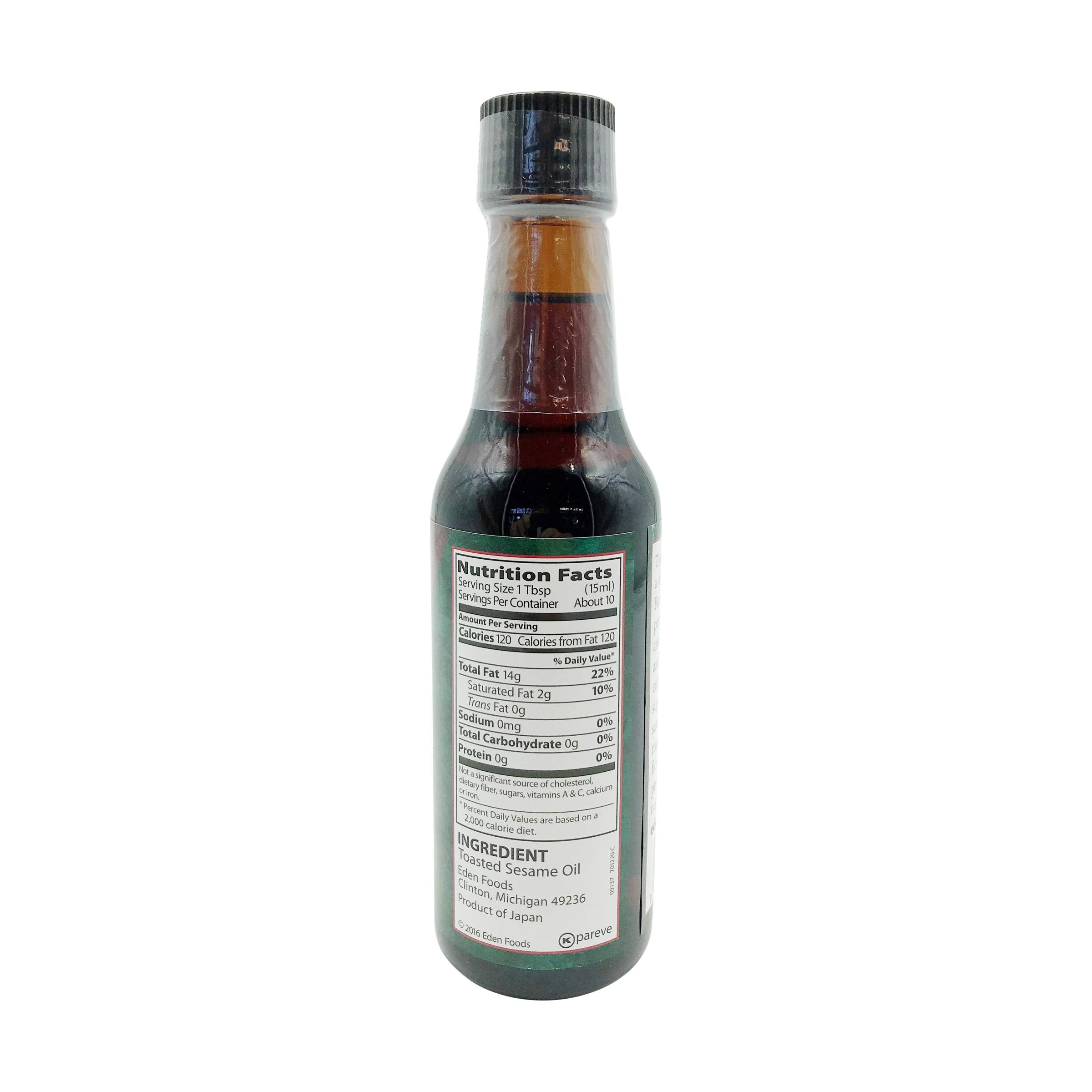 Eden Foods Sesame Oil Toasted pour closeup showing rich aroma for sautéing