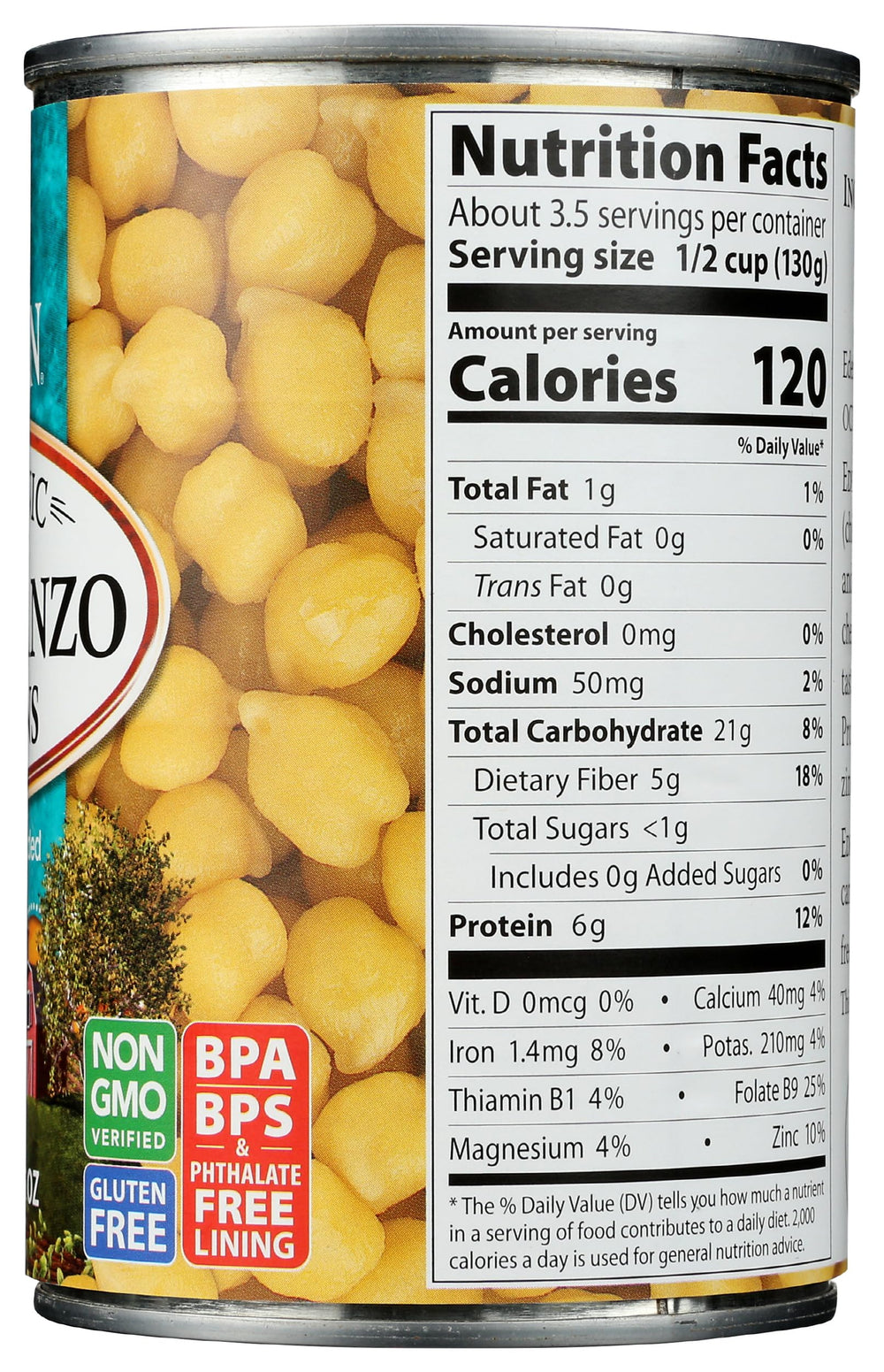 Gluten-free Eden garbanzo beans shown with a meal bowl convey dietary flexibility.
