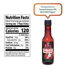 Eden hot pepper sesame oil amber glass bottle preserves freshness