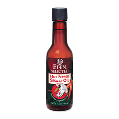 Eden hot pepper sesame oil bottle pour adds rich sesame heat for stir fries