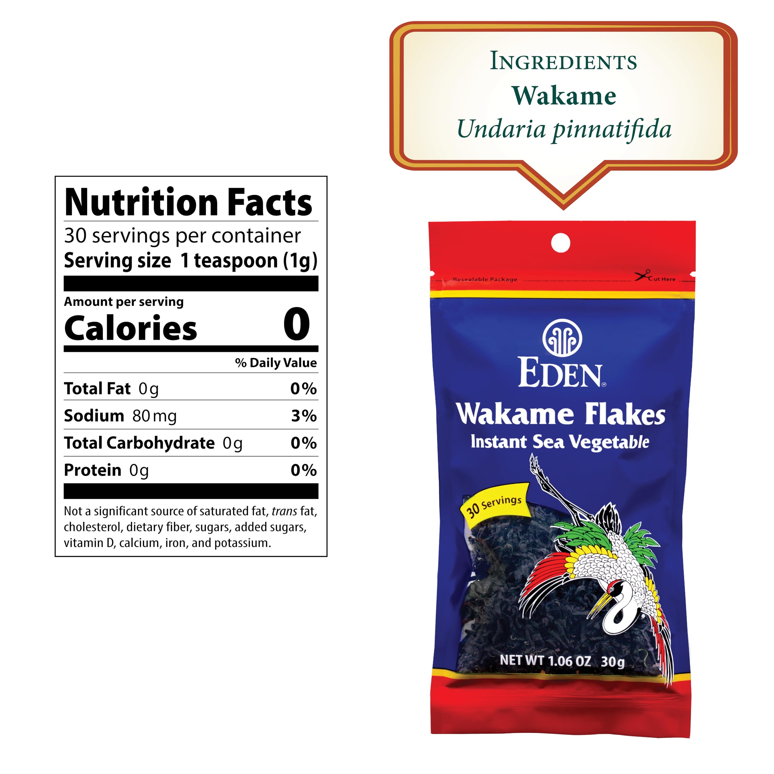 Eden Instant Wakame Flakes Naruto Strait wakame green color