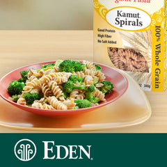 Eden Kamut Spirals in a reclosable box help keep pasta fresh.