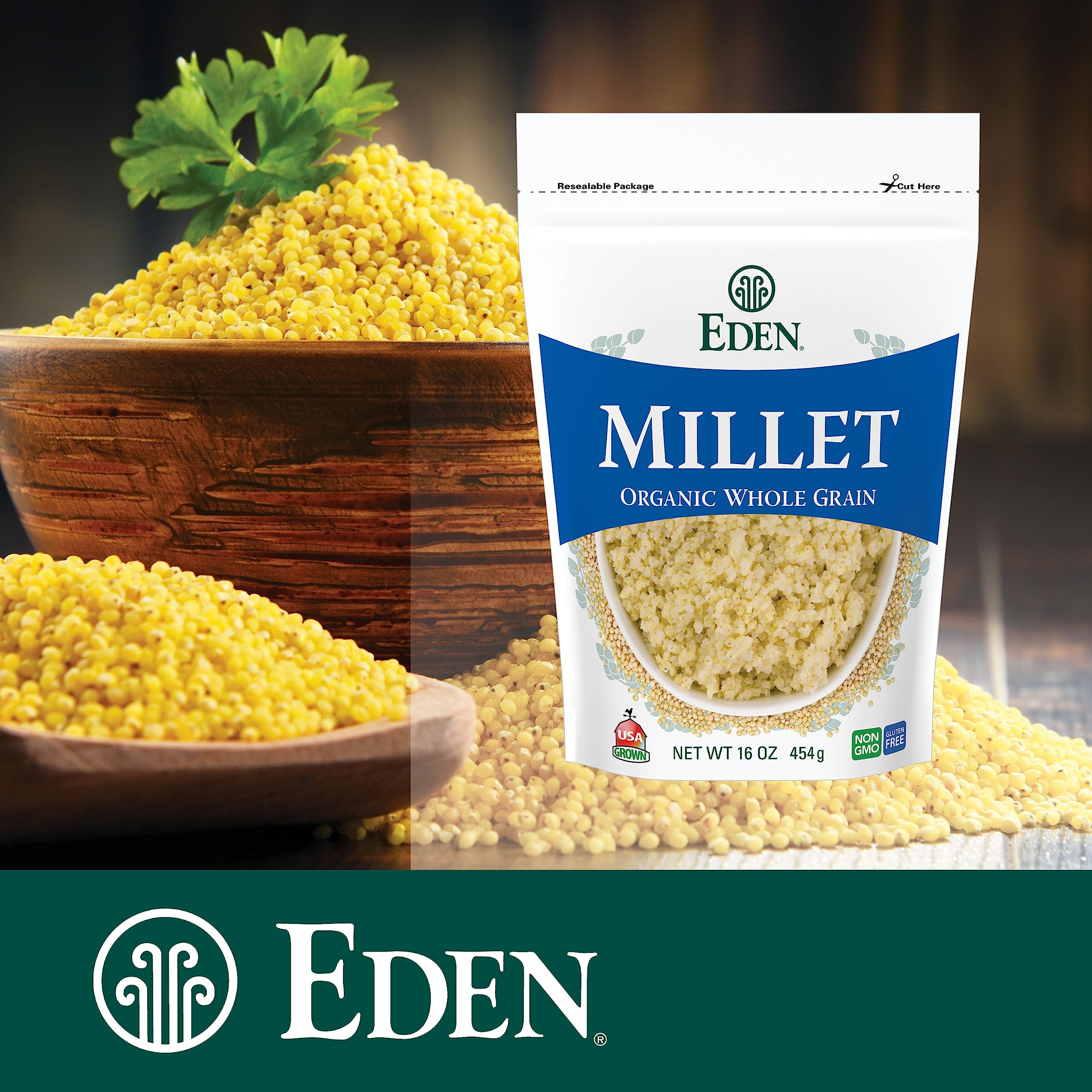 Eden Millet in a steaming bowl ready to enjoy.